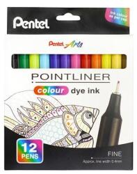 Pentel Liner, set, 0, 4 mm, PENTEL "Pointliner", 12 culori diferite, 12 buc