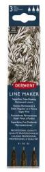 Derwent Liner, set, 0, 1/ 0, 3/ 0, 5 mm, DERWENT "Marker liniar", negru, 3 buc