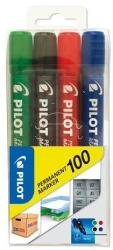 Pilot Marker permanent, set, 1 mm, vârf conic, PILOT "Marker permanent 100", 4 culori, 4 buc