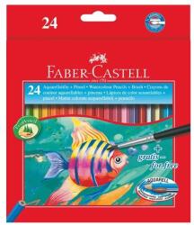 Faber-Castell Creioane acuarelă, set, hexagonale, cu pensulă, FABER-CASTELL, 24 de culori diferite, 25 buc