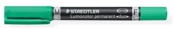 STAEDTLER Marker permanent, F/M, 0, 6/1, 5 mm, vârf conic, cu 2 vârfuri, STAEDTLER "Lumocolor Duo", verde