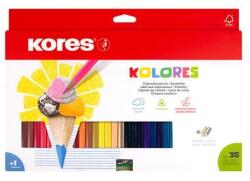 Kores Creioane colorate, formă triunghiulară, KORES "Triunghiulare", 36 de culori diferite, 36 buc
