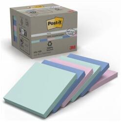 3M POSTIT Blocnotes autoadeziv, 76x76 mm, 6x100 coli, ecologic, 3M POSTIT "Nature", amestec de culori pastelate, 600 coli