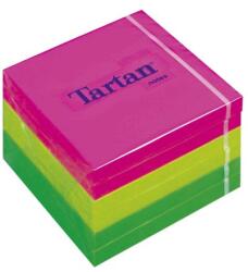 TARTAN Blocnotes autoadeziv, 76x76 mm, 100 coli, 6 blocnote/pachet, TARTAN, culori neon mixte, 600 coli