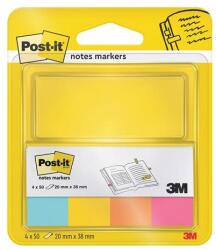3M Semn de carte, hârtie, 4x50 coli, 20x38 mm, 3M POSTIT, ultra mix, 200 coli