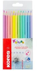 Kores Creioane colorate, set, triunghiulare, KORES "Kolores Pastel", 12 culori pastelate, 12 buc