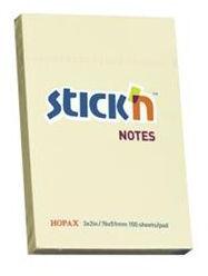 STICK N Blocnotes autoadeziv, 76x51 mm, 100 coli, STICK N, galben pastel, 100 coli