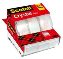 3M Dispenser bandă adezivă, manual, 19 mm x 7, 5 m, 3M SCOTCH "Crystal", promoție 2+1, 3 buc