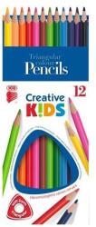 ICO Creioane colorate, set, triunghiulare, ICO „Creative kids, 12 culori diferite, 12 buc