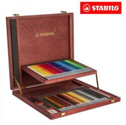 STABILO Creioane colorate STABILO CarbOthello - cretă pastel într-un creion din lemn - cutie din lemn, 60 buc