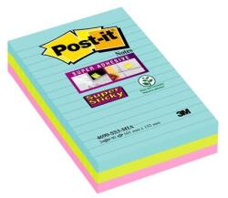 3M POSTIT Blocnotes autoadeziv, liniat, 3x90 coli, 101x152 mm, 3M POSTIT "Super Sticky Miami", diverse culori, 270 coli