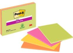 3M POSTIT Blocnotes autoadeziv, 203x152 mm, 4x45 coli, 3M POSTIT "Super Sticky", mix de culori, 180 coli