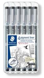 STAEDTLER Set de ace de ochi STAEDTLER „Pigment Liner 308, 4+2 buc. , negru, 6 buc