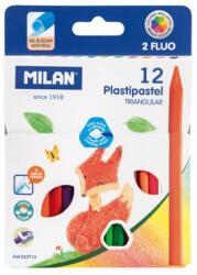 MILAN Creioane MILAN triunghiulare plastic 10 buc + 2 buc Fluo