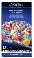 STAEDTLER Creioane acuarelă, set, hexagonale, cutie de tablă, STAEDTLER "Mars® Lumograph® 104", 12 culori diferite, 12 buc