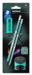 STAEDTLER Creioane grafice, set, cu ascuțitoare și radieră, duritate HB, STAEDTLER "Norix® 181", verde francez, 4 buc