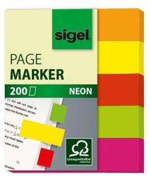 Sigel Semne de carte, hârtie, semne de carte 5x40, 12x50 mm, SIGEL „Neon Mini, amestec de culori, 200 de coli