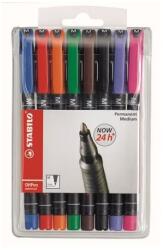STABILO Marker permanent, 1 mm, STABILO "OHPen M", 8 culori diferite, 8 buc