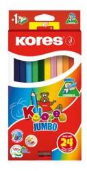 Kores Creioane colorate, set, triunghiulare, jumbo, KORES "Kolores Jumbo", 24 de culori diferite, 24 buc