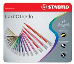 STABILO Creioane pastel, set, rotunde, cutie de tablă, STABILO "CarbOthello", 24 de culori diferite, 24 buc