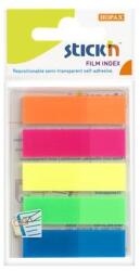 Stick'n Semne de carte, plastic, 5x25 coli, 45x12 mm, STICK N, culori neon, 125 coli