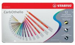 STABILO Cretă pastel CarbOthello într-un creion de lemn, pachet metalic cu 12 bucăți