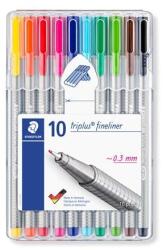 STAEDTLER Set de linii, 0, 3 mm, STAEDTLER "Triplus 334", 10 culori diferite, 10 buc