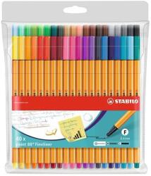 STABILO Liner, set, 0, 4 mm, STABILO "Point 88", 40 de culori diferite, 40 buc