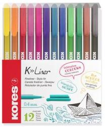 Kores Set de căptușeli, 0, 4 mm, KORES "K-Liner", 12 culori diferite, 12 buc