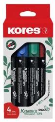Kores Marker permanent, set, 3 mm, vârf conic, KORES "ECO K-Marker XP1", 4 culori diferite, 4 buc