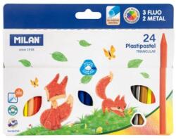 MILAN Creioane colorate din plastic MILAN, triunghiulare 19 buc + 3x Fluo + 2 metalice