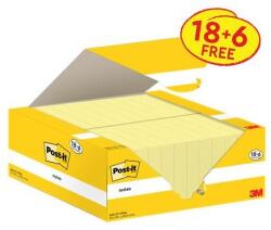 3M POSTIT Blocnotes autoadeziv, 38x51 mm, 18+6x100 coli, 3M POSTIT, galben, 2400 coli