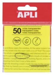 APLI Blocnotes autoadeziv, transparent, impermeabil, 75x75 mm, 50 de coli, APLI, galben, 50 de coli