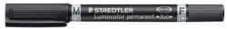 STAEDTLER Marker permanent, F/M, 0, 6/1, 5 mm, vârf conic, cu 2 vârfuri, STAEDTLER "Lumocolor Duo", negru