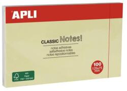Apli Blocnotes autoadeziv, 125x75 mm, 100 coli, APLI, galben, 100 coli