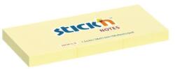 STICK N Bloc notes autoadeziv, 38x51 mm, 3x100 coli, STICK N, galben pastel, 300 coli