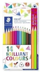 STAEDTLER Creioane colorate, set, triunghiulare, cadou: 2 buc. creioane colorate, STAEDTLER "Ergo Soft", 14 culori diferite, 14 buc