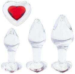 SESSO Set dildo Red Heart Gem 3pcs Transparent Dildo