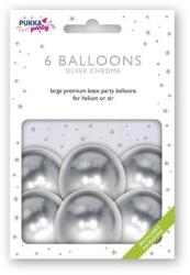 PUKKA PAD Balon, 30 cm, PUKKA PAD, argintiu metalizat, 6 buc