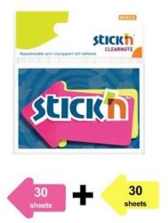 Stick'n Semne de carte, săgeată, plastic 2x30 coli, 76x50mm, STICK N, culori neon, 60 coli