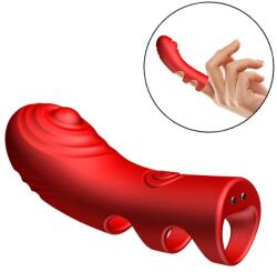SESSO Vibrator Silicone Finger Grip Rosu Vibrator