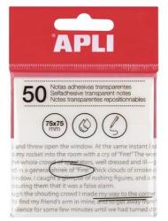 APLI Blocnotes autoadeziv, transparent, impermeabil, 75x75 mm, 50 de coli, APLI, transparent, 50 de coli