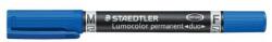 STAEDTLER Marker permanent, F/M, 0, 6/1, 5 mm, vârf conic, cu 2 vârfuri, STAEDTLER "Lumocolor Duo", albastru