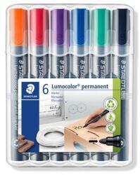 STAEDTLER Marker permanent, set, 2 mm, vârf conic, STAEDTLER "Lumocolor® 352", 6 culori diferite, 6 buc