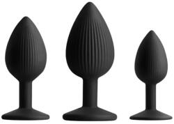 SESSO Set dildo Ribbed Texture 3pcs Negru Dildo