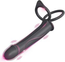 SESSO Vibrator Ultra Soft with Rings Negru Vibrator