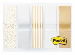 3M Semn de carte, plastic, 5x20 file, 11.9x43.2 mm, 3M POSTIT, nuanțe metalice, 100 coli