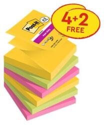 3M POSTIT Blocnotes autoadeziv, "Z", 76x76 mm, 4+2x90 coli, 3M POSTIT "Carnival", diverse culori, 540 coli