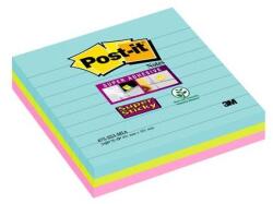 3M POSTIT Blocnotes autoadeziv, liniat, 3x70 coli, 101x101 mm, 3M POSTIT "Super Sticky Miami", diverse culori, 210 coli