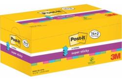 3M POSTIT Blocnotes autoadeziv, "Z", 76x76 mm, 16x90 coli, 3M POSTIT, "Super Sticky", mix de culori, 1440 coli